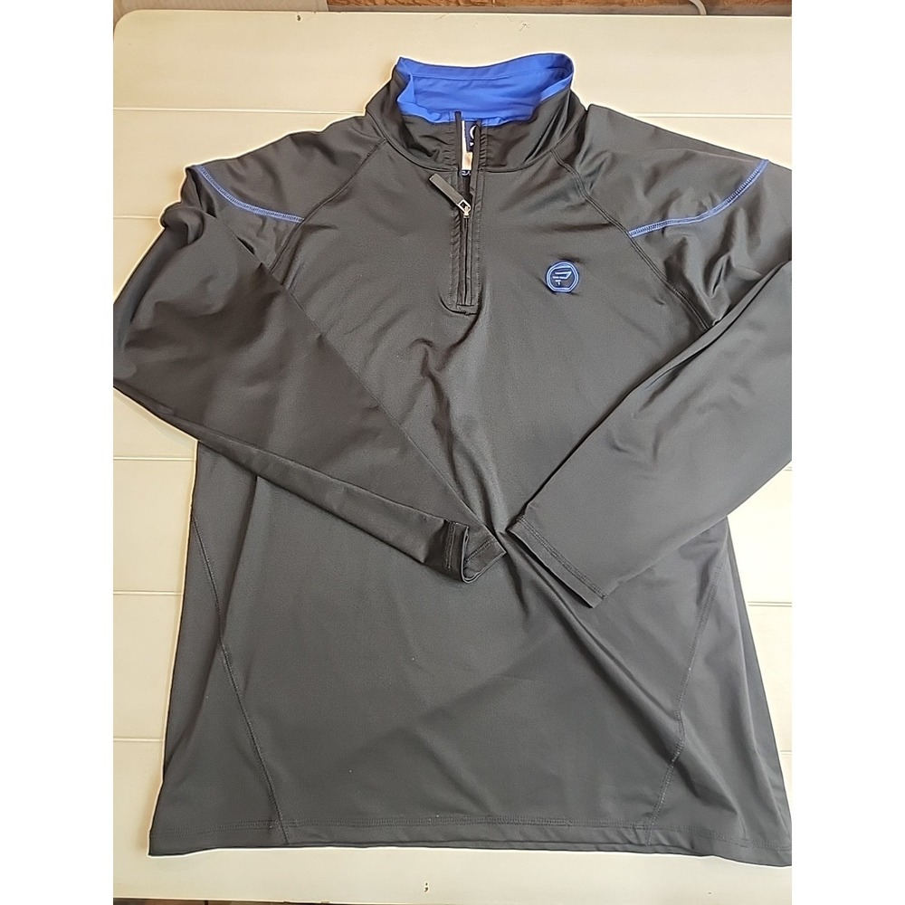 Protege Mens 1/4 Zip Pullover Sweater Size Medium Long Sleeve Mock Neck Black